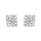 10K Yellow Gold Plated .925 Sterling Silver 1/10 Cttw Round Brilliant-Cut Diamond Miracle-Set Stud Earrings (J-K Color, I3 Clarity)