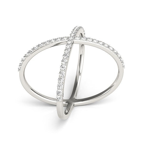 14k White Gold X Style Thin Ring with Diamonds (1/2 ct. tw.)