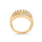 14K Yellow Gold 1.00 Carat Total Weight Diamond Cocktail Cluster 5 Stone Ring (H-I Color, SI1-I1 Clarity) - Ring Size 7
