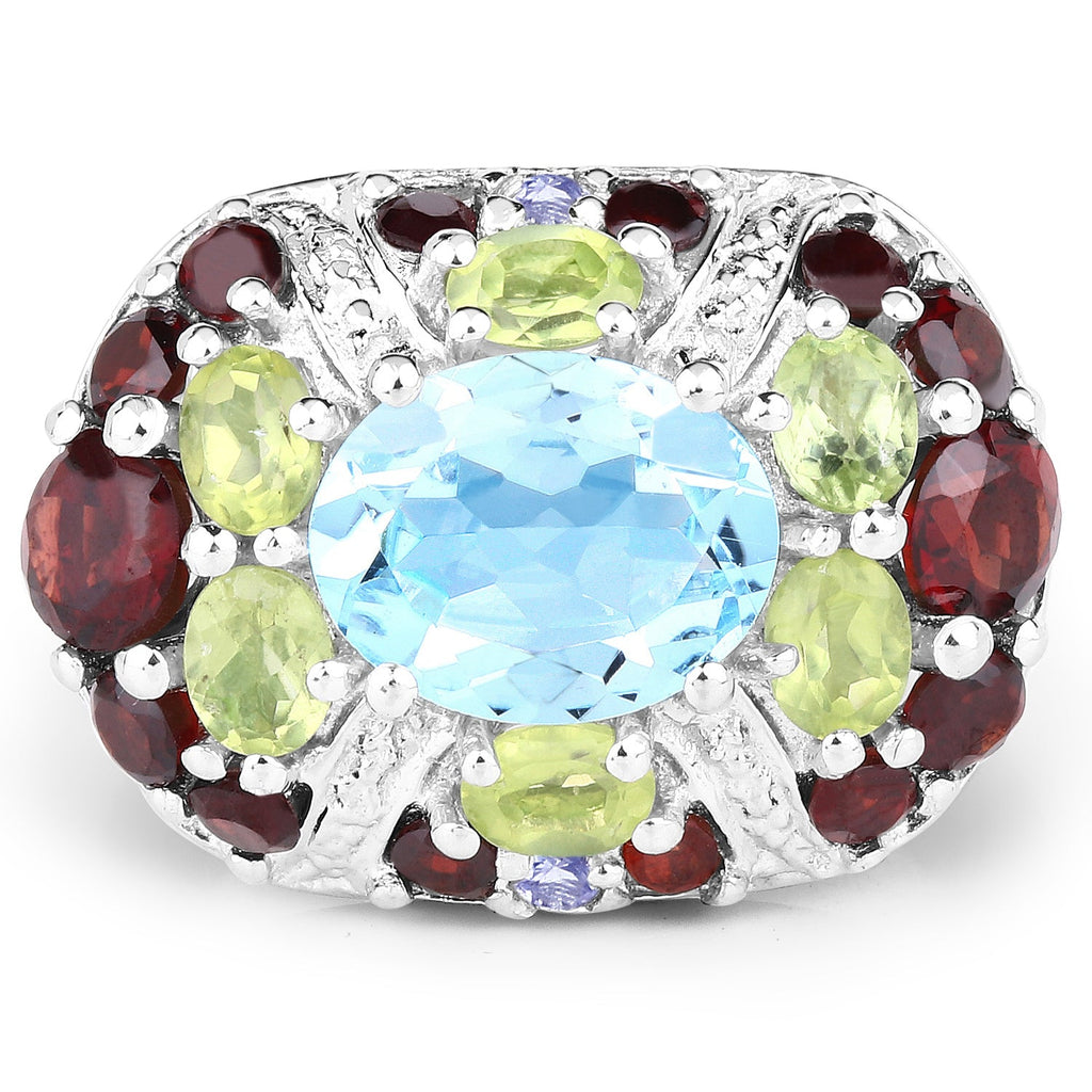 5.43 Carat Genuine Multi-Stone .925 Sterling Silver Ring