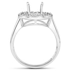 0.48 Carat Genuine White Diamond 14K White Gold Semi Mount Ring - holds 8.00mm Round Gemstone