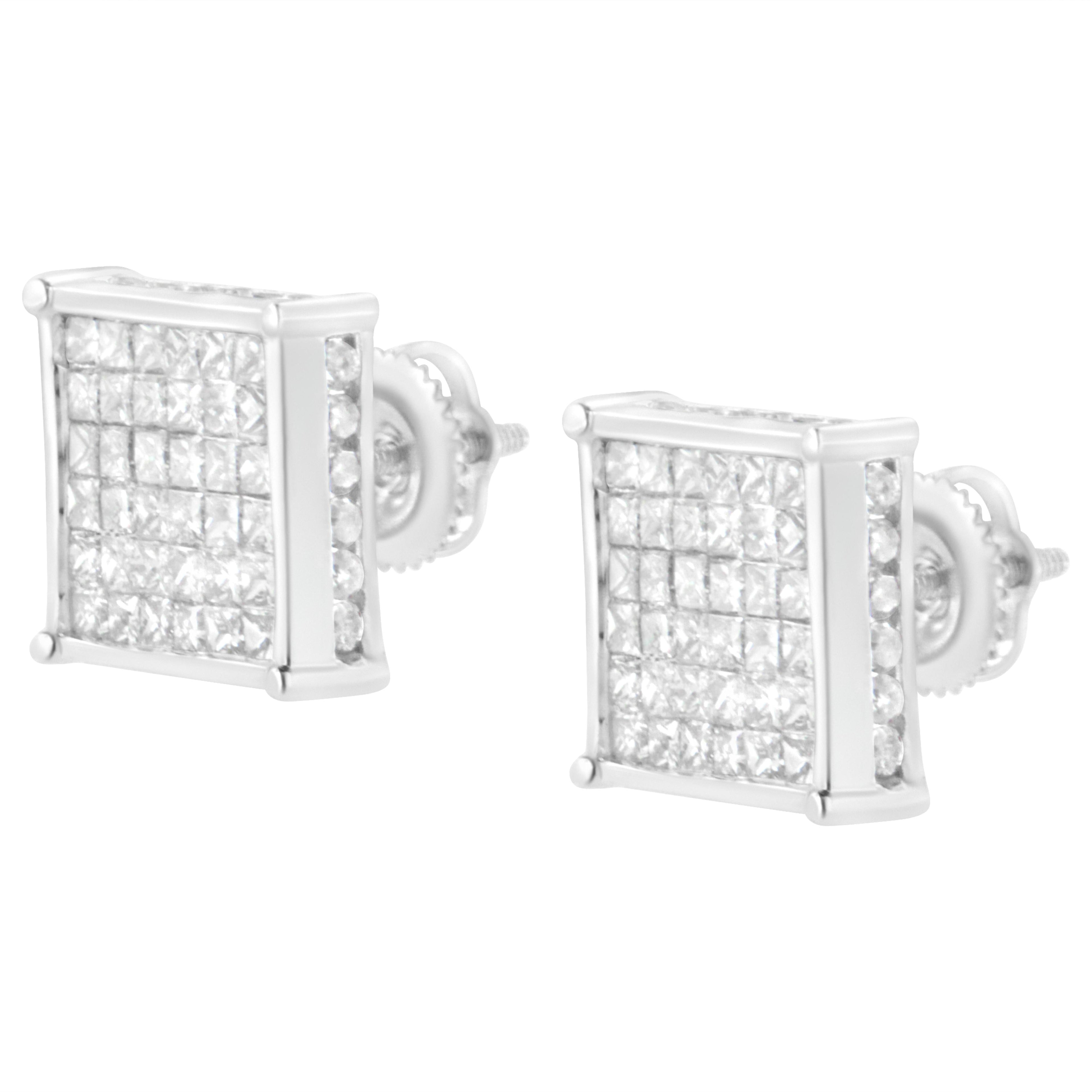 10K White Gold 2ct TDW Princess-Cut Composite Diamond Stud Earrings (I-J ,I2-I3)