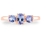 18K Rose Gold Plated 0.90 Carat Genuine Tanzanite .925 Sterling Silver Ring