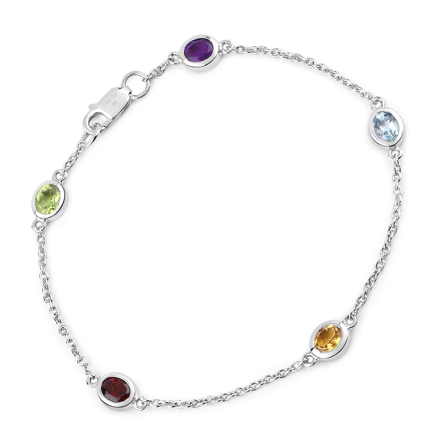 1.83 Carat Genuine Multi-Stone .925 Sterling Silver Bracelet