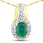 1.71 Carat Dyed Emerald and White Topaz .925 Sterling Silver Jewelry Set