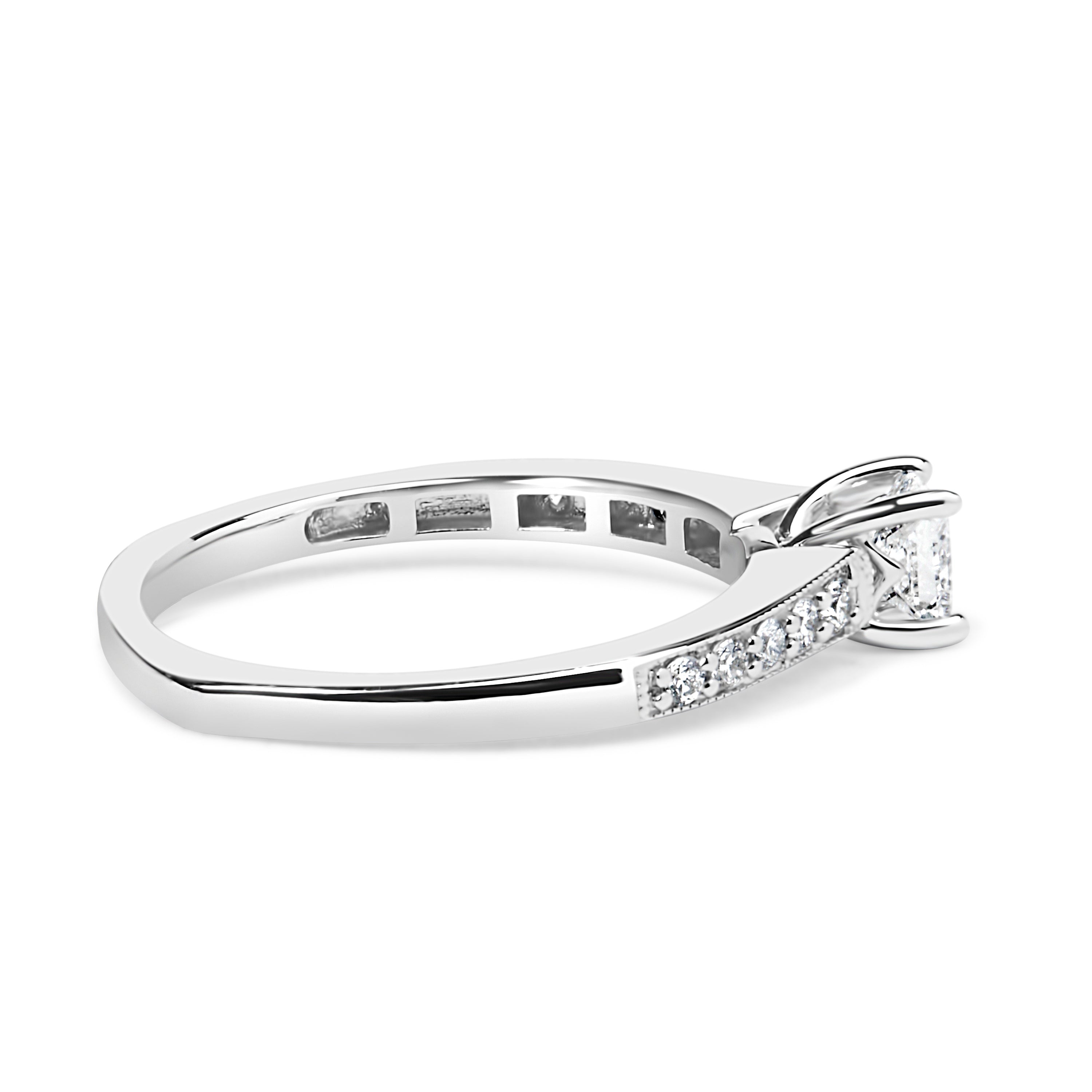 14K White Gold 1/2 Carat Total Weight Princess Cut Diamond Engagement Ring (G-H Color, VS2-SI1 Clarity) - Size 7