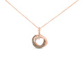 14K Rose Gold 3/4 Carat Total Weight Brown and White Diamond Interlocking Circle Hoop 18" Inch Pendant Necklace (G-H Color, SI2-I1 Clarity)