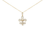 14K Yellow Gold 1.00 Cttw Round Diamond Fleur De Lis 18" Pendant Necklace (H-I Color, SI2-I1 Clarity)