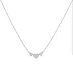 14K White Gold 1.0 Cttw Princess Cut Diamond Three Heart 18" Statement Pendant Necklace (H-I Color, SI2-I1 Clarity)