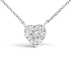 14K White Gold 1/4 Cttw Diamond Composite Heart Pendant Necklace - 18" Inches