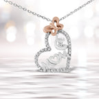 Two Tone .925 Sterling Silver 1/5 cttw Diamond "Mom" and Heart Pendant Necklace (H-I, I1-I2)