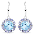 9.96 Carat Genuine Blue Topaz and Tanzanite .925 Sterling Silver Earrings