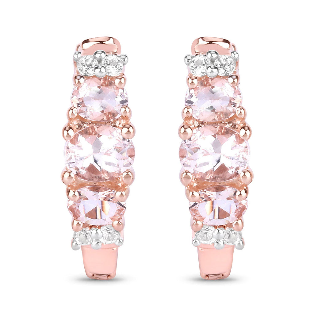 1.32 Carat Genuine Morganite and White Topaz .925 Sterling Silver Earrings