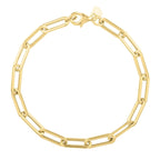 14k Yellow Gold Long Domed Paperclip Chain Bracelet (4.80 mm)