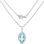 8.22 Carat Genuine Swiss Blue Topaz .925 Sterling Silver Pendant