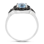 1.19 Carat Genuine Swiss Blue Topaz & Black Diamond .925 Sterling Silver Ring