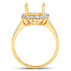 0.58 Carat Genuine White Diamond 14K Yellow Gold Semi Mount Ring - holds 9.00mm Round Gemstone