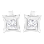 10K White Gold 1/2 Cttw Invisible Set Princess-Cut Diamond Stud Earrings (H-I Color, SI2-I1 Clarity)