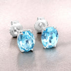 4.00 Carat Genuine Swiss Blue Topaz .925 Sterling Silver Earrings