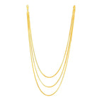 14k Yellow Gold Three-Strand Herringbone Chain Necklace