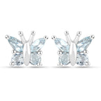 18K White Gold Plated 1.12 Carat Genuine Blue Topaz .925 Sterling Silver Earrings