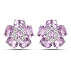 18K White Gold Plated 7.74 Carat Genuine Pink Amethyst and White Topaz .925 Sterling Silver Earrings