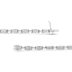 14K White Gold 2.0 Cttw Princess Cut Invisible Set Diamond Rectangular Link Bracelet (I-J Color, I1-I2 Clarity) - 7.25"