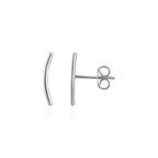 14k White Gold Curve Climber Post Earrings
