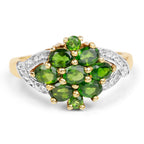 14K Yellow Gold Plated 1.26 Carat Genuine Chrome Diopside .925 Sterling Silver Ring