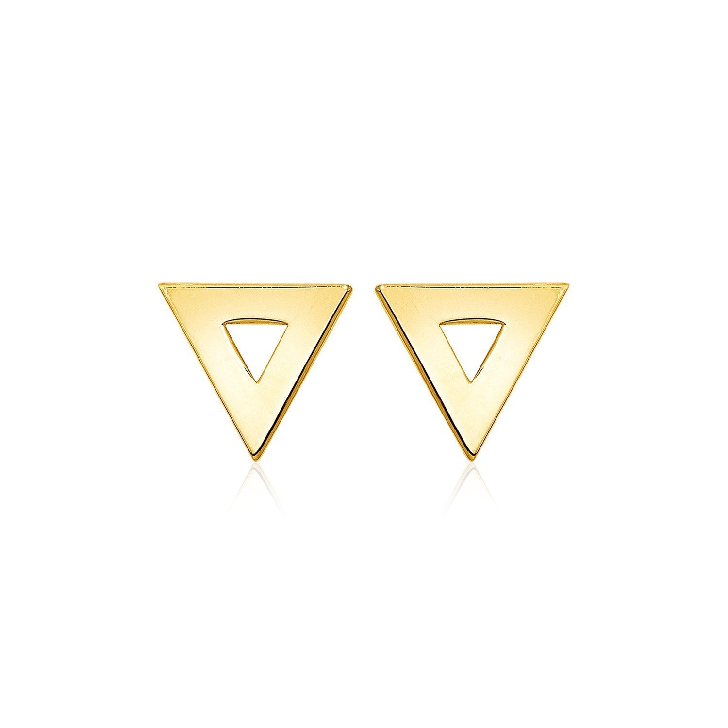 14k Yellow Gold Polished Open Triangle Post Earrings