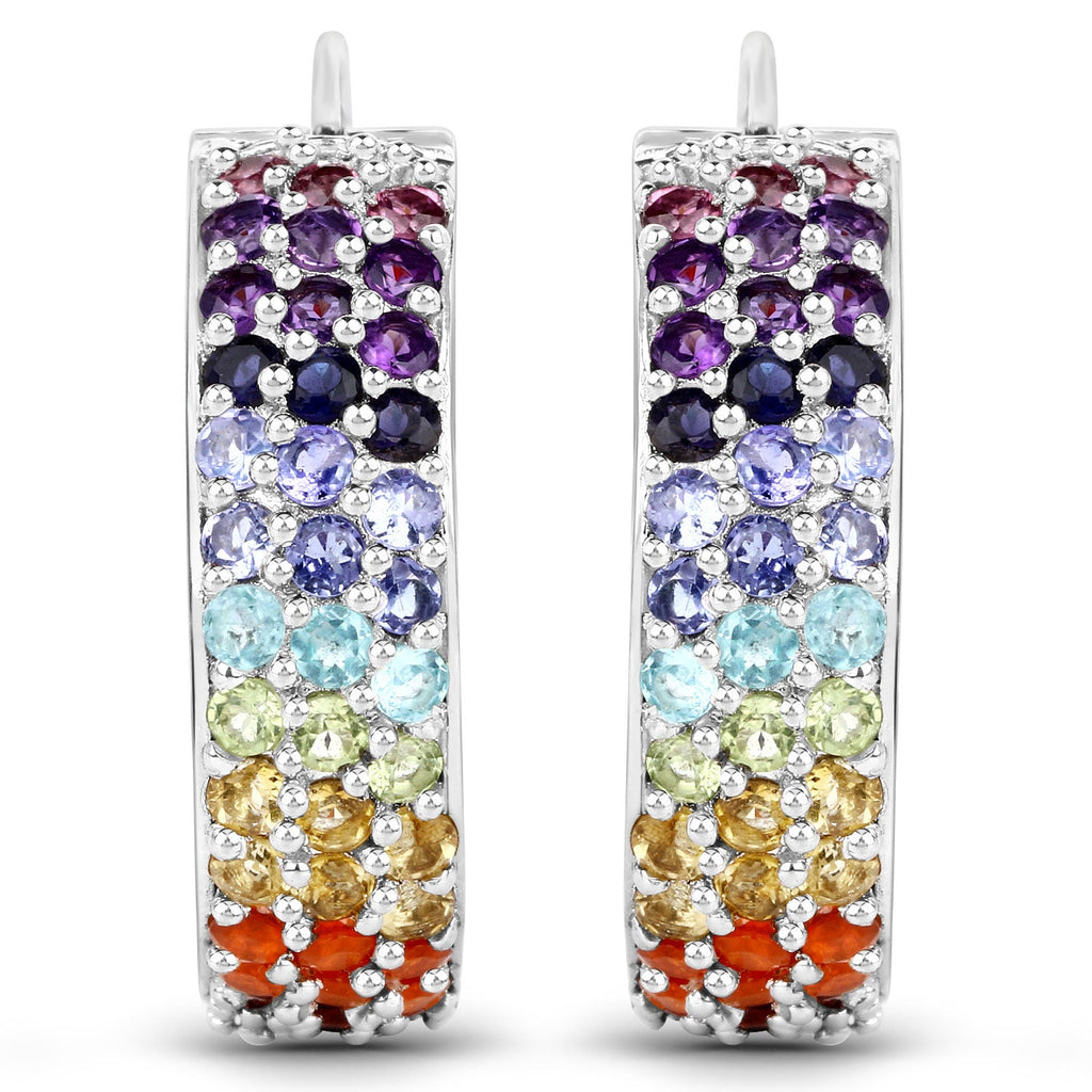 8.79 Carat Genuine Multi Stones .925 Sterling Silver Earrings