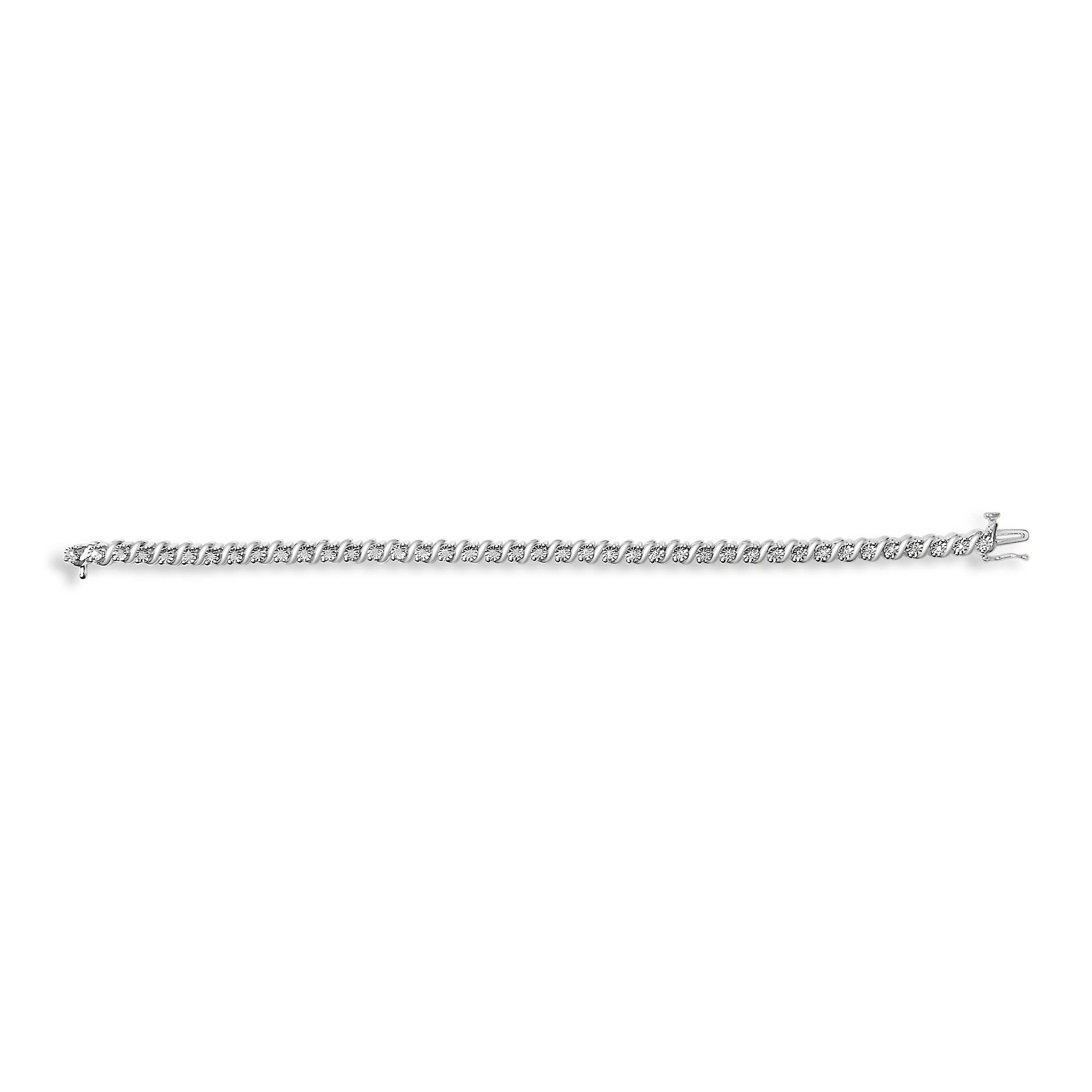 .925 Sterling Silver 1/4 Carat Total Weight Diamond Station and S Link Bracelet
