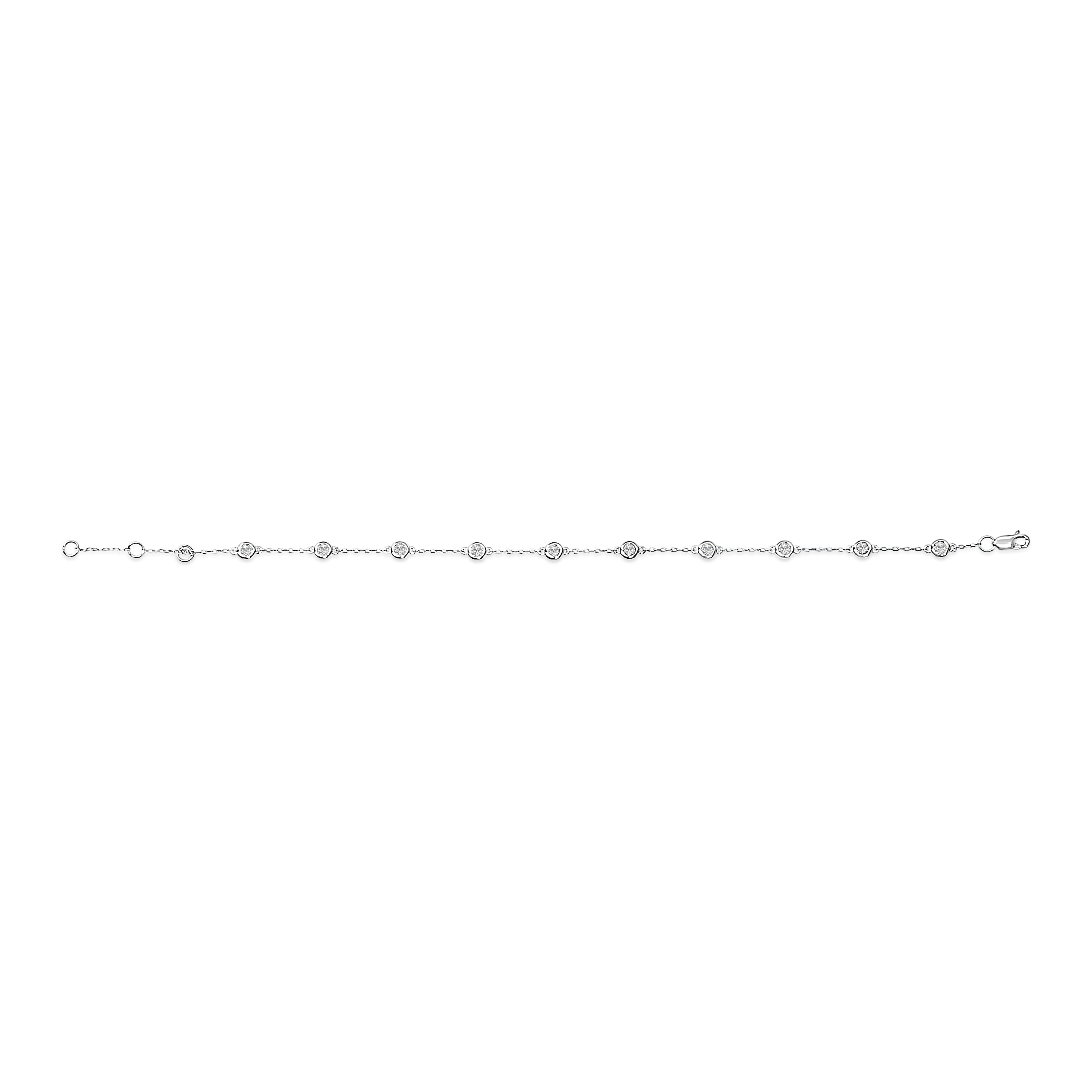14K White Gold 1/2 Carat Total Weight Bezel Set Lab Grown Diamond Station Bracelet