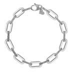 14k White Gold Diamond Paperclip Chain Bracelet (7.00 mm)