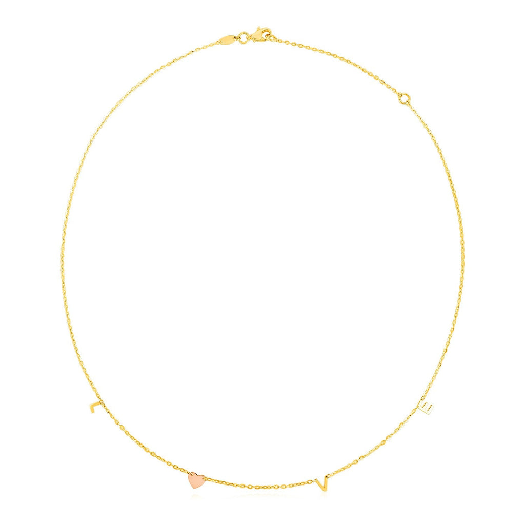 14k Two-Tone Gold Love Necklace