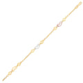 14k Tri-Color Gold Anklet with Multi-Color Heart Stations