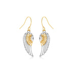 Two-Tone Wing Drop Earrings in 10K Gold