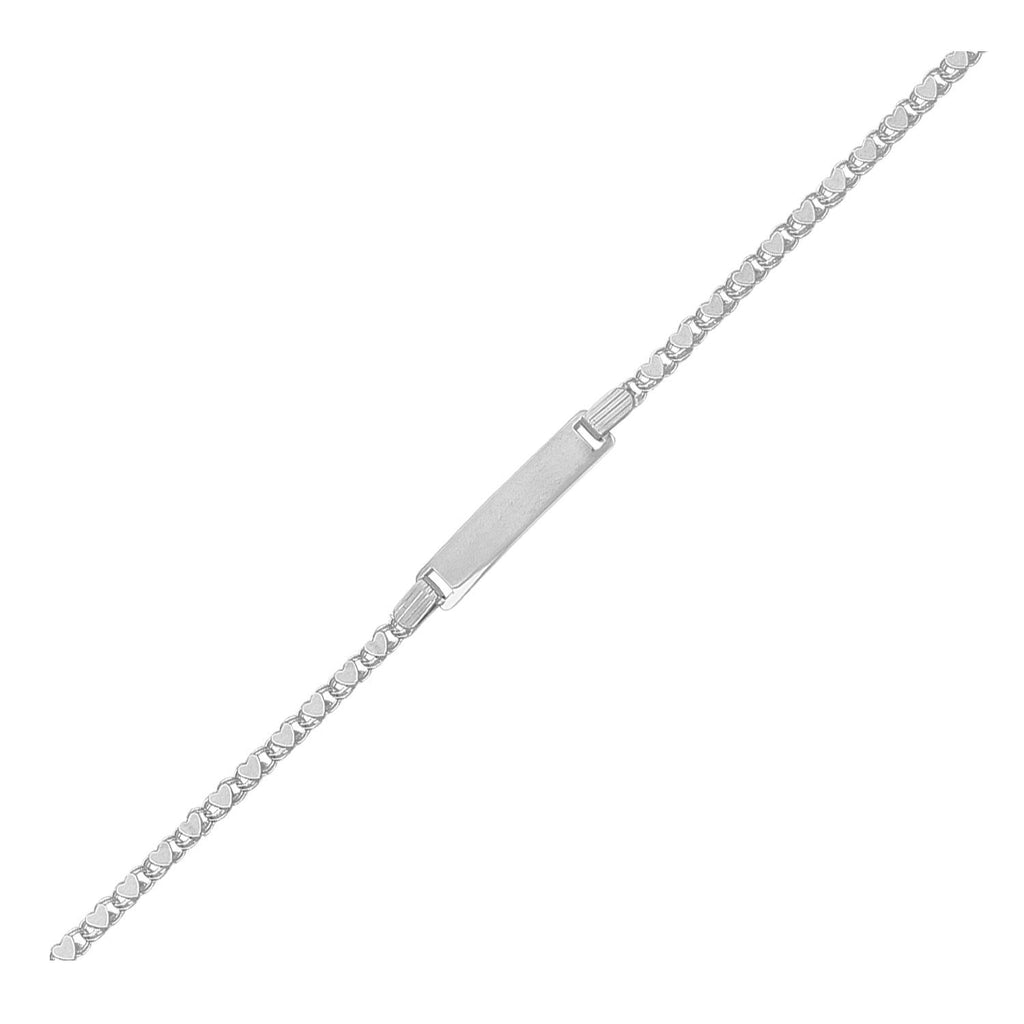 14k White Gold Children's Heart Link ID Bracelet