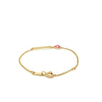14k Yellow Gold 5 1/2 inch Children's ID Bracelet with Enamelled Heart