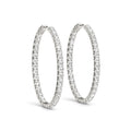 Oval Shape Two-Sided Diamond Hoop Earrings in 14k White Gold (2 cttw)