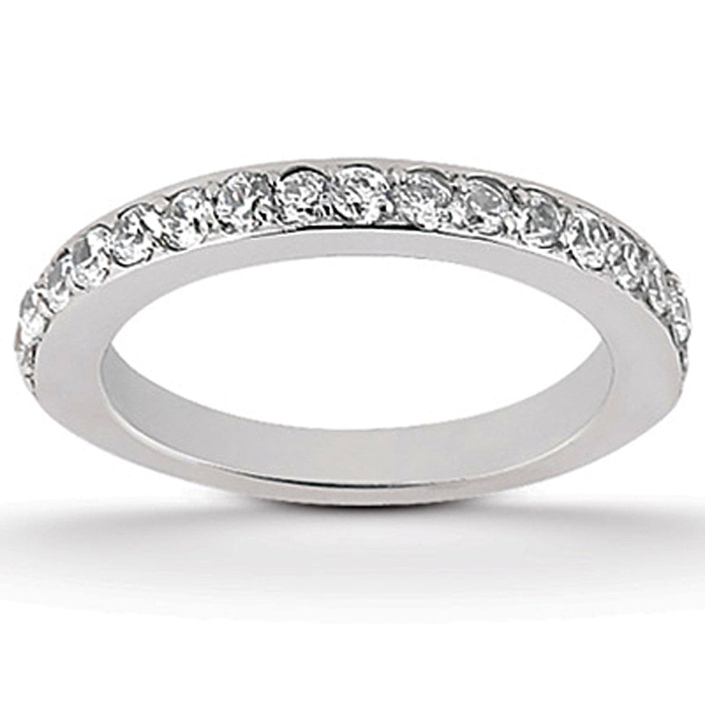 14k White Gold Pave Diamond Wedding Ring Band Set Half Eternity