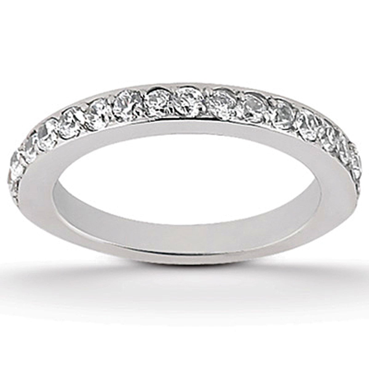 14k White Gold Pave Diamond Wedding Ring Band Set Half Eternity