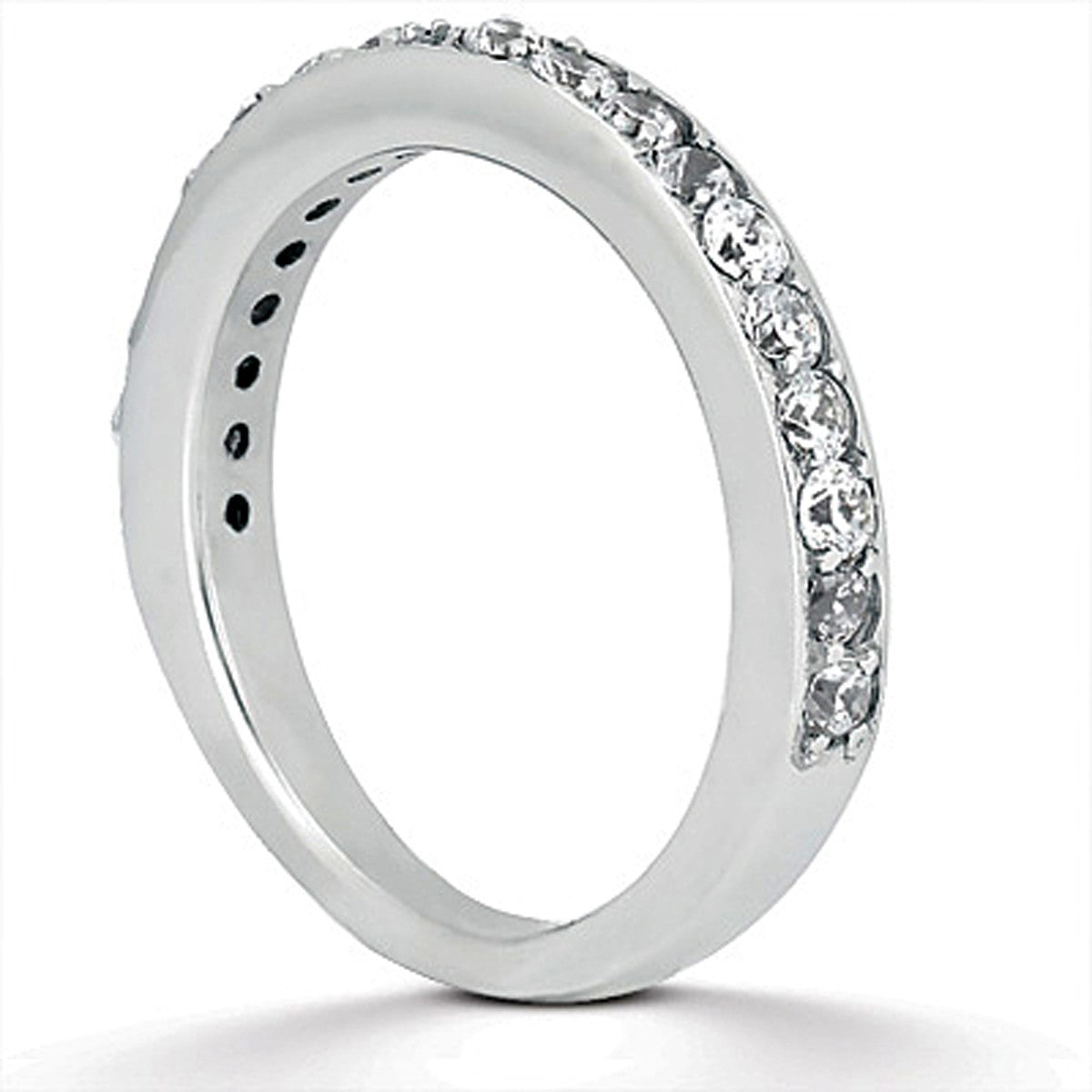 14k White Gold Pave Diamond Wedding Ring Band Set Half Eternity