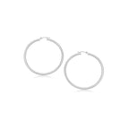 14k White Gold Polished Hoop Earrings (2 mm)