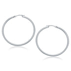 14k White Gold Polished Hoop Earrings (40 mm)