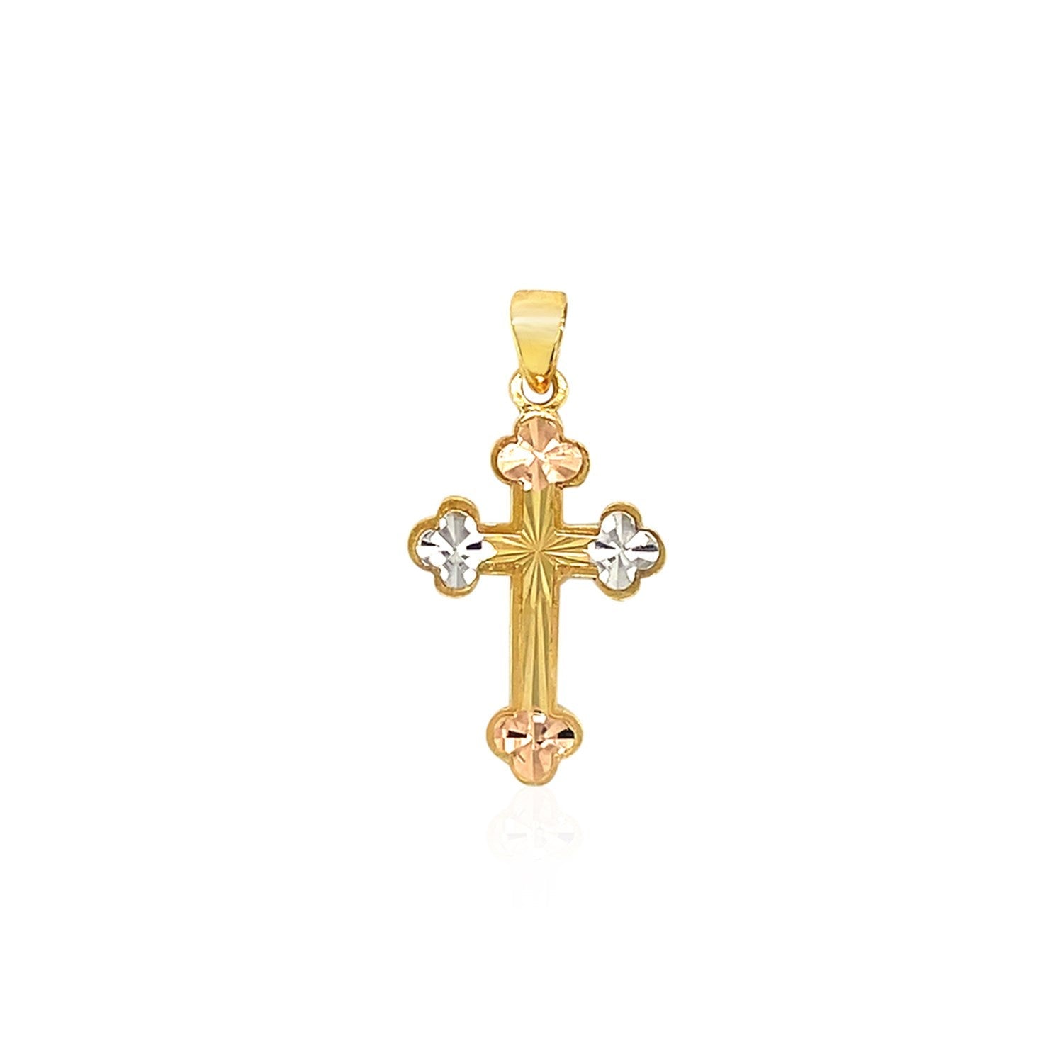 14k Tri-Color Gold Cross Pendant