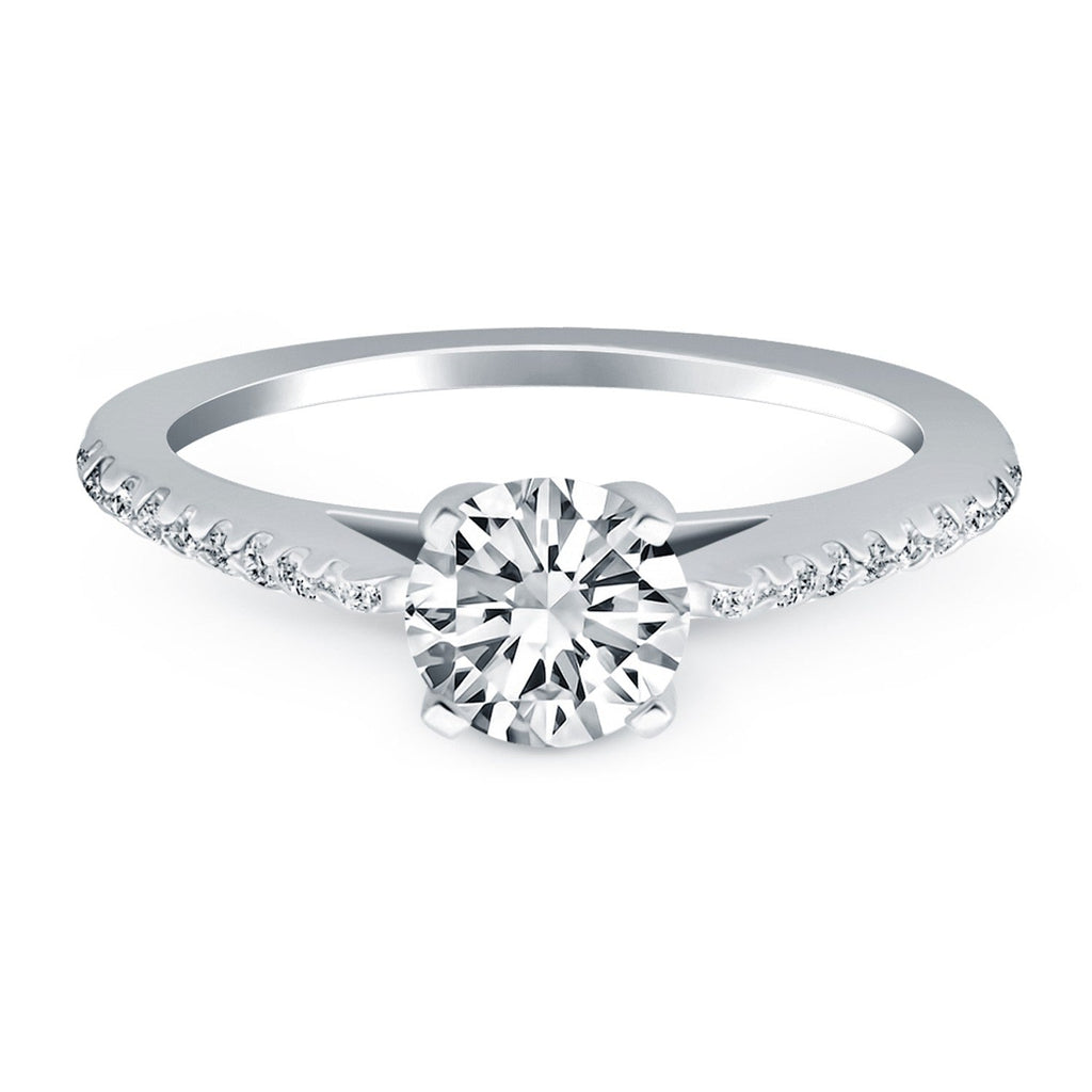 Anillo de compromiso catedralino con diamantes de microgarra de oro blanco de 14k