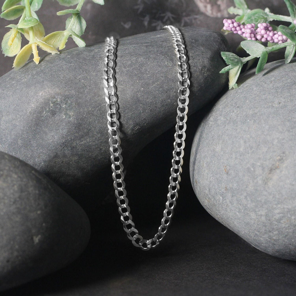3.6mm 14k White Gold Solid Curb Chain