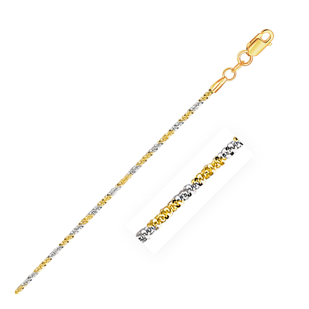 14k White and Yellow Gold Two-Tone Sparkle Chain 1.5mm