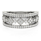 Diamond Studded Square Motif Ring in 14k White Gold (1/2 cttw)